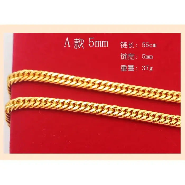 Collier NovaGlod Street hip hop boss en or véritable 24K, chaîne plate 9999 à double boucle, collier
