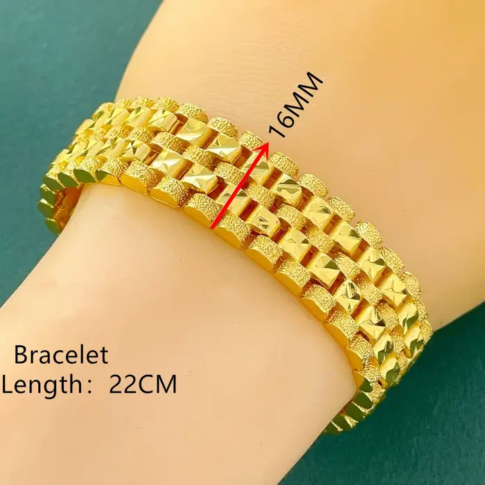 Bracelet large en chaîne cubaine plaqué or pour hommes