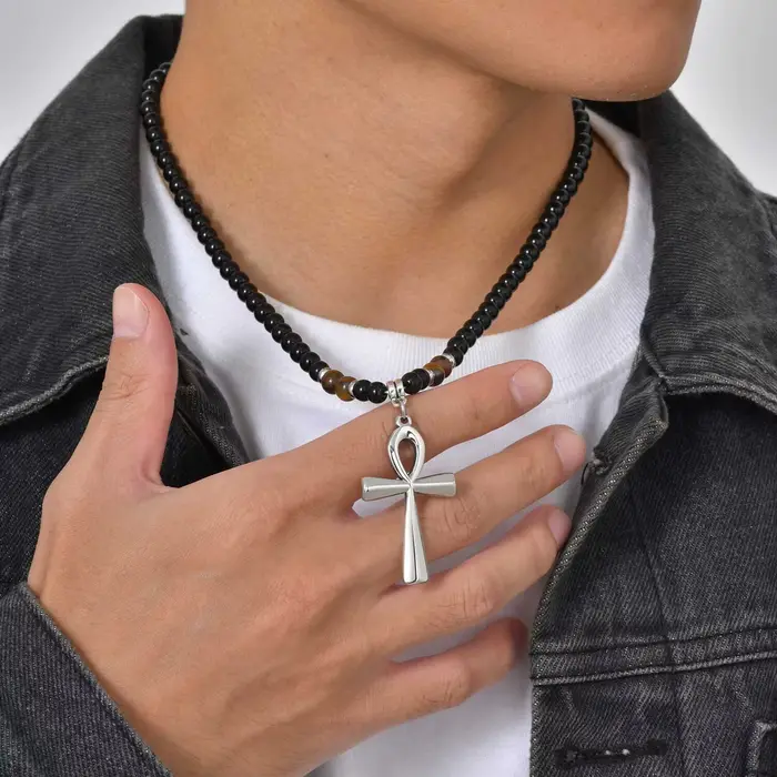 Collier croix Anka tendance pour hommes, bijou religieux égyptien Ankh, cadeau ethnique pour occasions spéciales, quotidien, soirée festive, clubbing