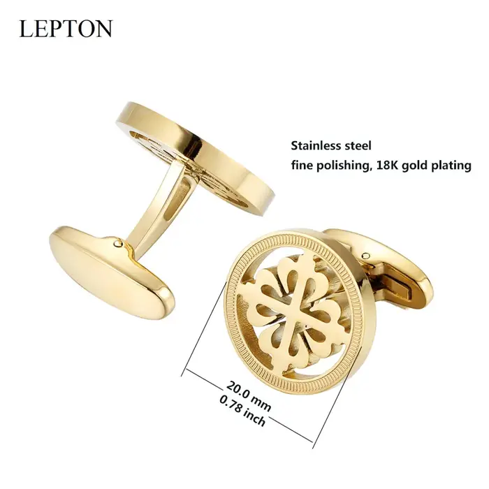 Boutons de manchette croisés plaqués or 18 carats pour hommes