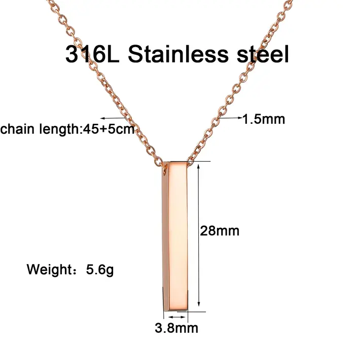 Atoztide personnalisé quatre côtés gravure carré pendentif colliers en acier inoxydable gravé nom Date pour les femmes bijoux cadeau