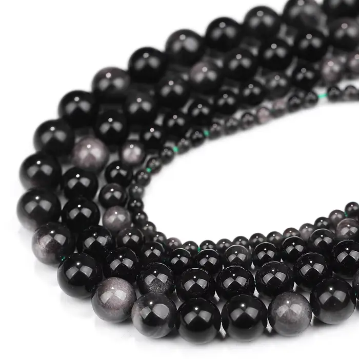 Obsidienne en argent naturel pour bijoux, accessoires de boucles d'oreilles, Bracelet, pierre nature