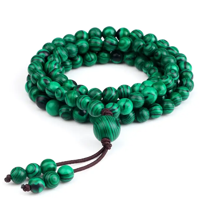 Collier de malachite naturelle en pierre semi-précieuse pour homme et femme colliers de prière et de méditation pour mariage fiançailles et célébrations