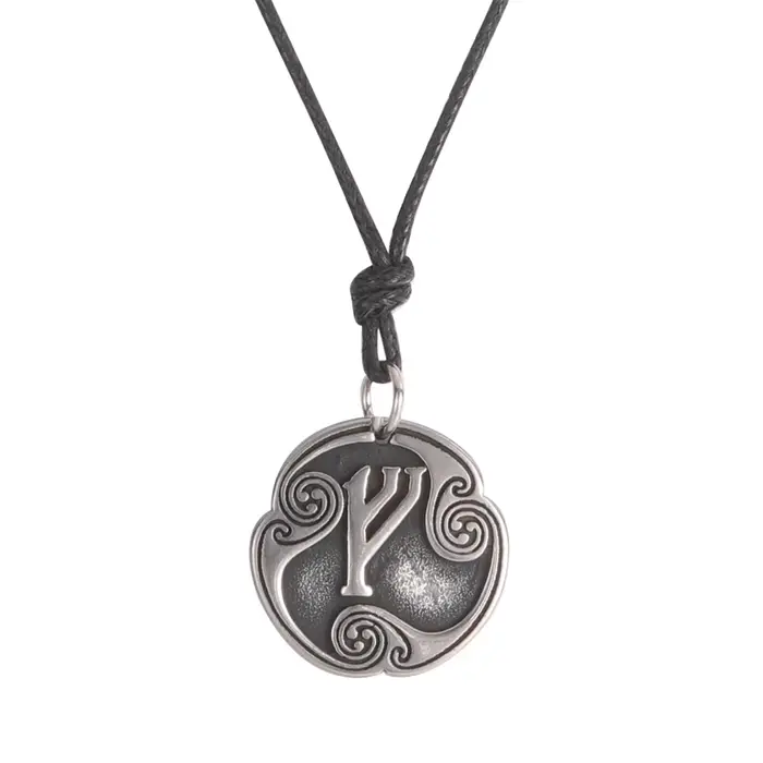 EUEAVAN Collier Rétro Mystérieux avec Runes, Bijoux Viking, Chaîne en Corde Réglable, Pendentif en Acier Inoxydable, Bijou Amulette