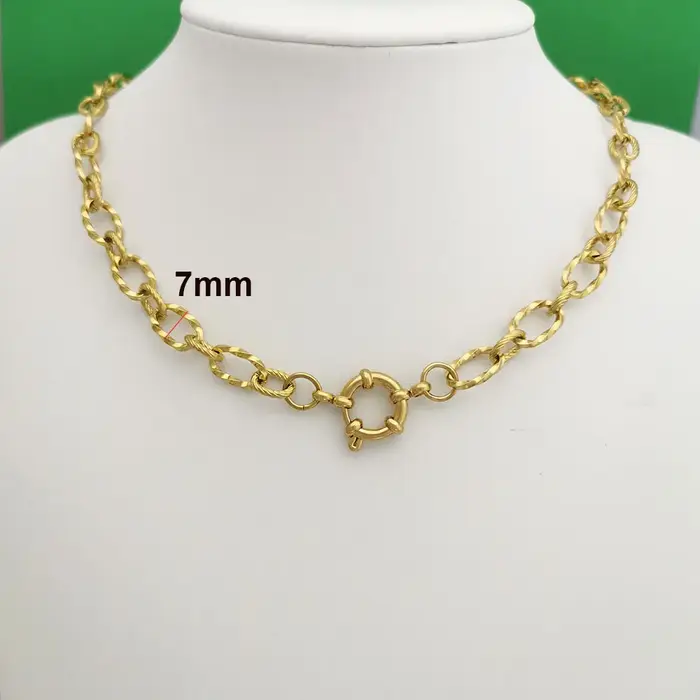 Collier ras du cou unisexe en acier inoxydable avec fermoir marin
