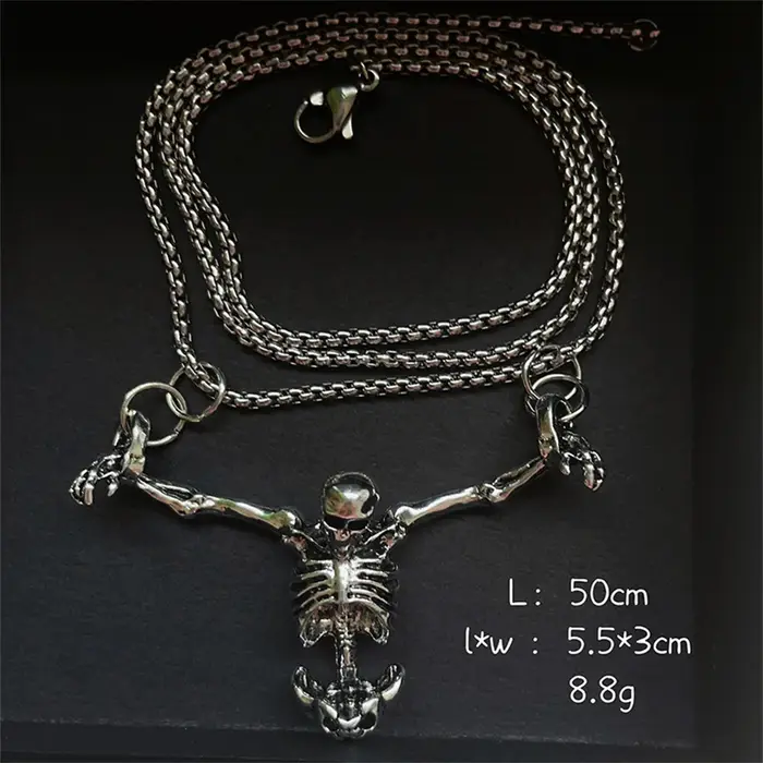 Collier crâne Punk, pendentif crâne de captivité