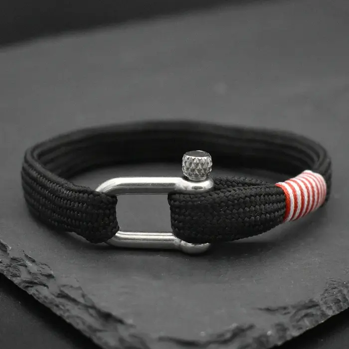Bracelet à fermoir en forme de U en acier inoxydable tressé pour hommes et femmes, bracelet nautique