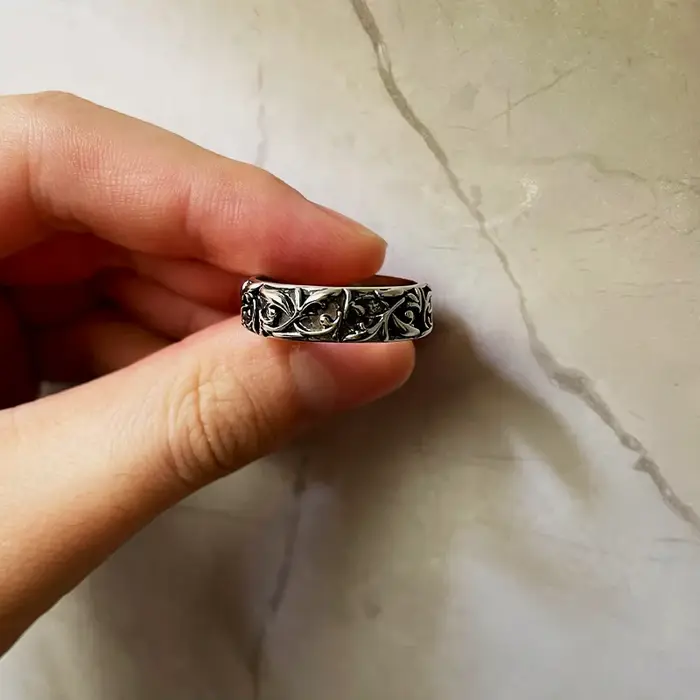 Bague de vigne éternelle rétro couleur argent punk gothique vintage anneau ouvert pour hommes et femmes bijoux de créateur faits à la main accessoires unisexes occassions partys