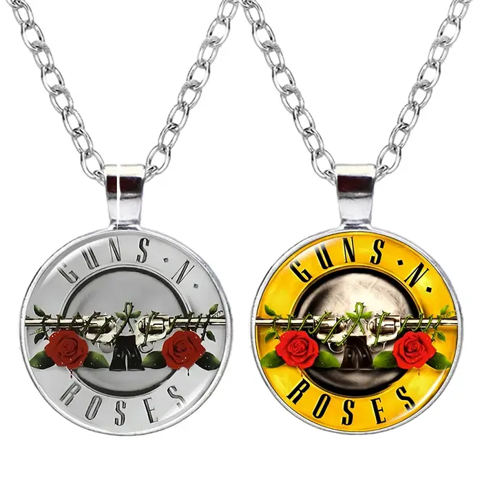 Guns N Roses collier pour hommes femmes groupe de Rock verre Cabochon affiche pendentif musique bijoux Fans Souvenir cadeau