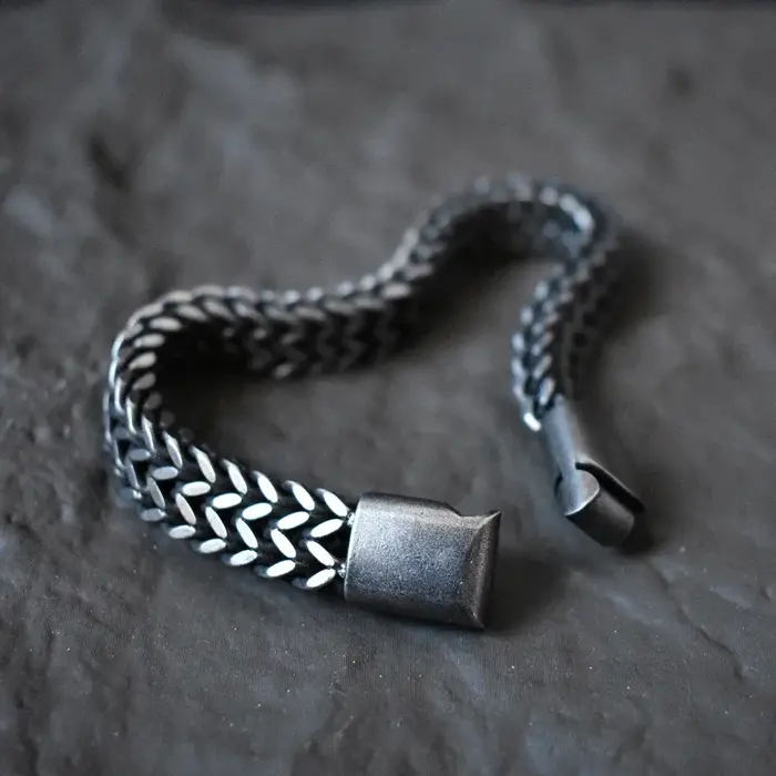 Bracelets cubains pour hommes, bracelet à fermoir magnétique à maillons gourmette bretonne en acier 