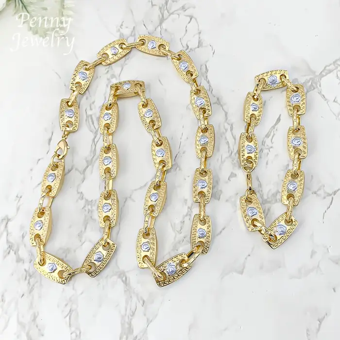 Ensemble de bijoux plaqués or 18 carats pour hommes et femmes styles hip hop rock occasions spéciales mariage