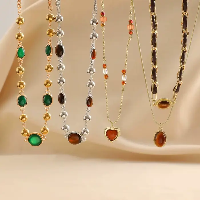 Collier en pierre d'oeil de tigre élégant pour femmes, cadeau pour soirée, mariage et occasions spéciales