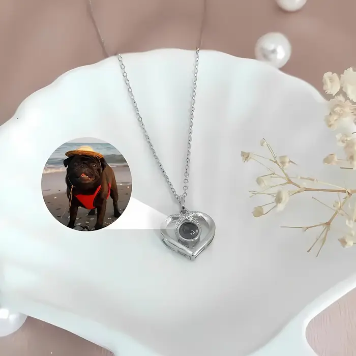 Collier personnalisable avec photo projetée en forme de cœur pour femmes occasions spéciales engagement cadeau romantique