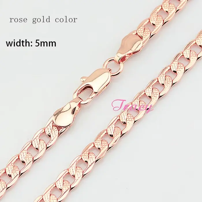 Collier sculpté à bordure plate pour hommes et femmes, largeur 5mm, couleur or Rose, marteau