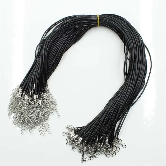 20 pièces 1.5mm 45cm de longueur cordon en cuir collier avec fermoir corde tressée réglable pour la 