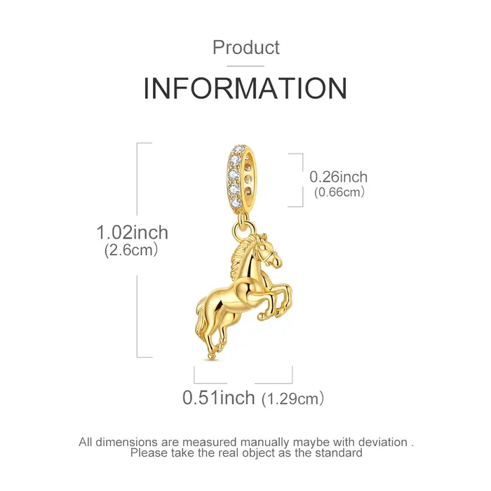 Pendentif en argent sterling 925 en forme de cheval doré pour femmes occassions spéciales cadeau de mariage anniversaire engagement