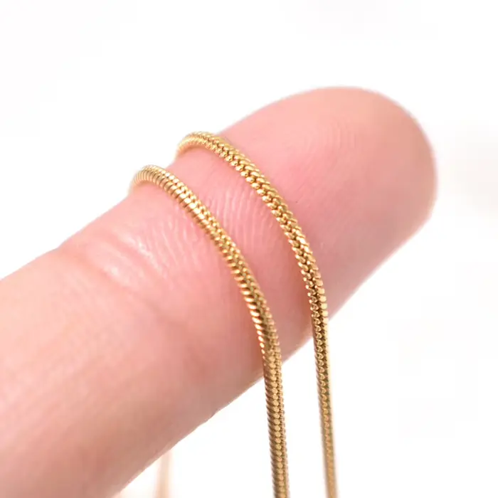 Collier chaîne serpent en or véritable 14 carats BTOO, chaîne de 1 mm, bijoux en or, bijoux minimalistes en or pour femmes