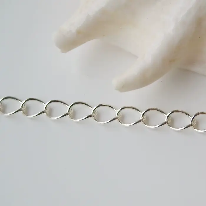 Chaîne en argent, chaîne de câble ovale torsadée en argent sterling 925 massif, chaîne ample pour co