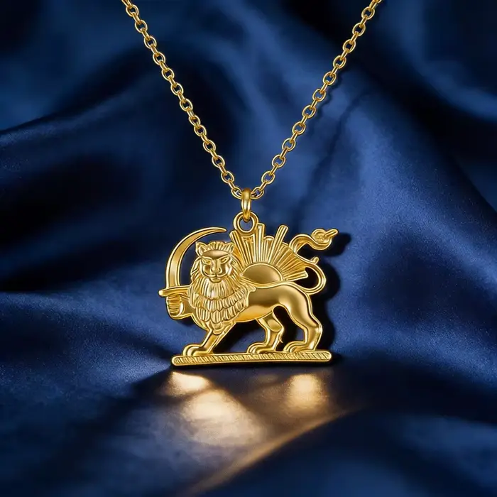 Collier Lion du Soleil d'Iran Unift, plaqué or, symbole de paix, bijou cadeau pour hommes et femmes,
