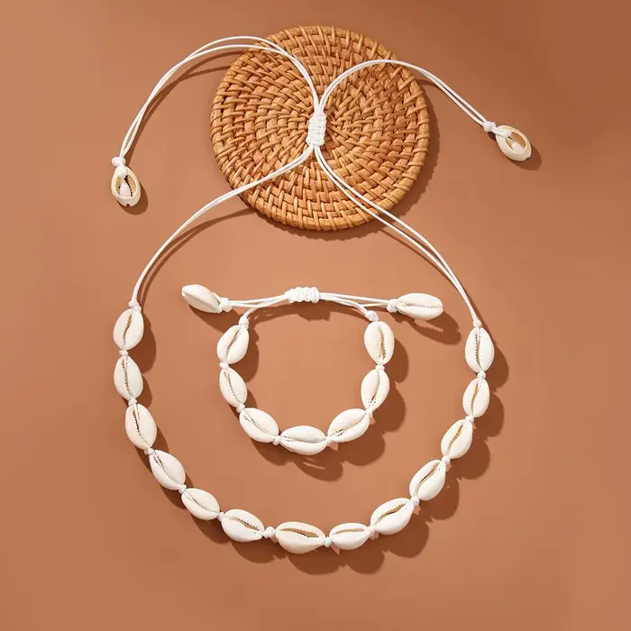 Bohème hawaïen coquillage de mer Bracelet collier bijoux bohème corde chaîne collier femmes été océan collier collier cadeau