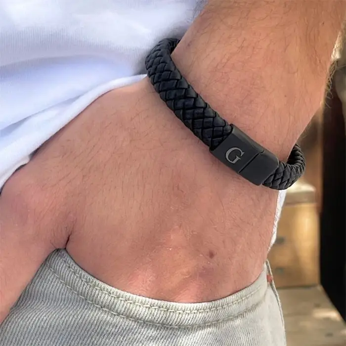 Bracelet en cuir tissé à la main pour homme