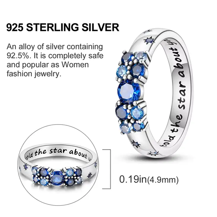 Bague Star Code en argent Sterling 925, oxyde de zircon, émail, hypoallergénique, bijoux fins à la mode pour femmes, cadeau de fête, tendance