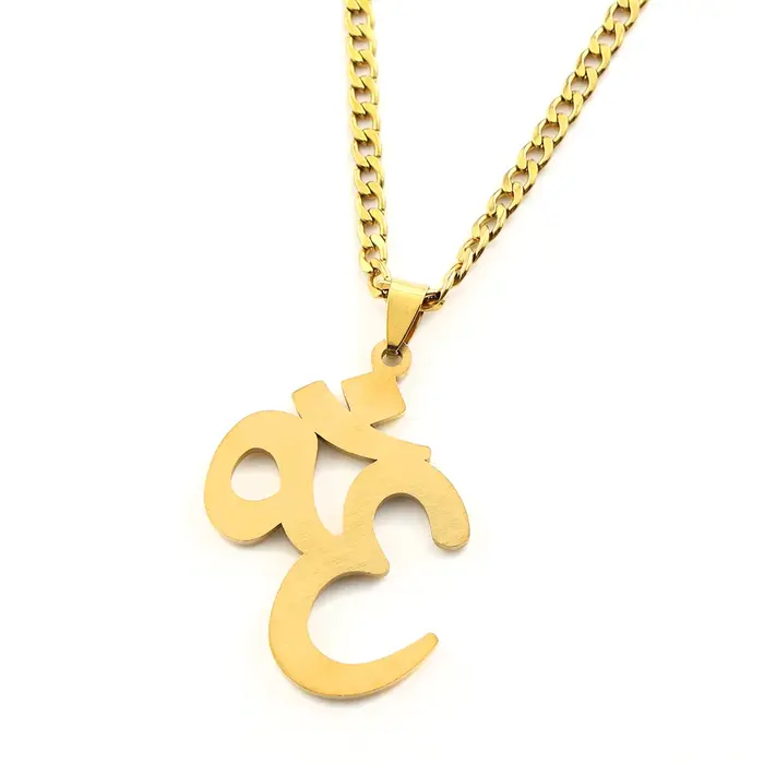 Collier Om en acier inoxydable serti de strass pour femmes et hommes symbole de yoga et bouddhisme bijou de guérison pour occasions spéciales