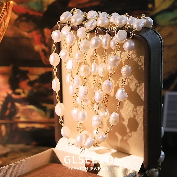 Collier de perles naturelles multicouches classique pour femmes occasions spéciales élégant cadeau GLSEEVO
