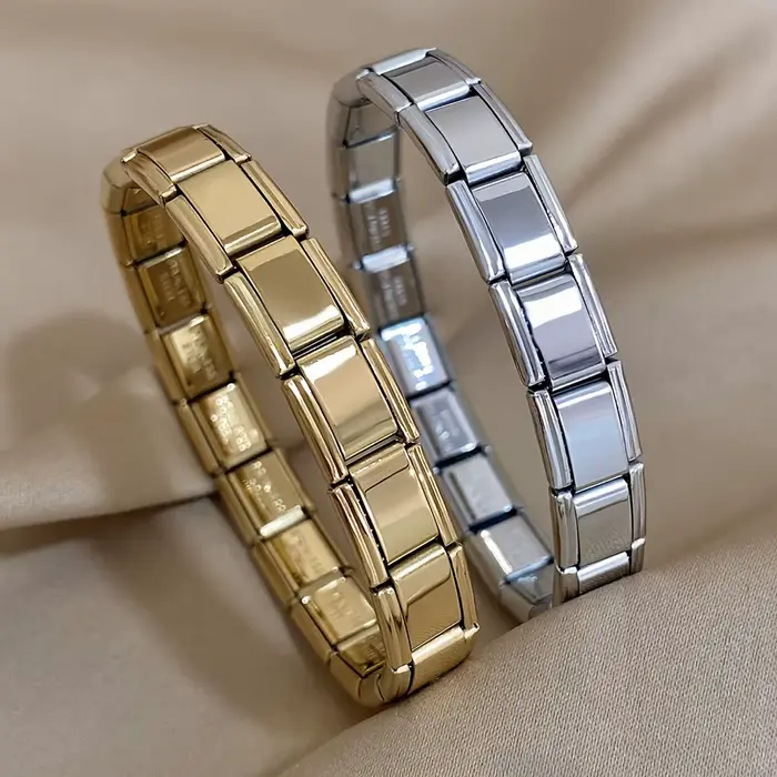 Jardme – Bracelet élastique italien en acier inoxydable pour femmes et hommes