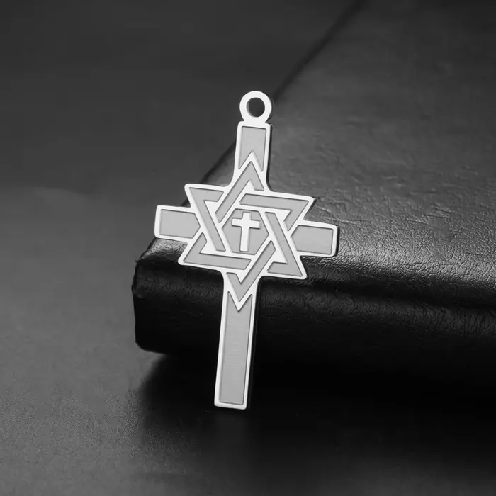 Pendentif croix étoile de David juive chrétienne