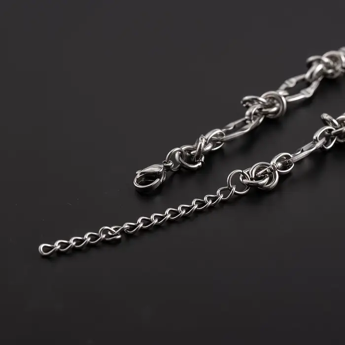 Bracelet en acier titane pour hommes et femmes, maillon de chaîne irrégulier avec détail de nœud, chaîne d'extension réglable, bijoux quotidiens tendance