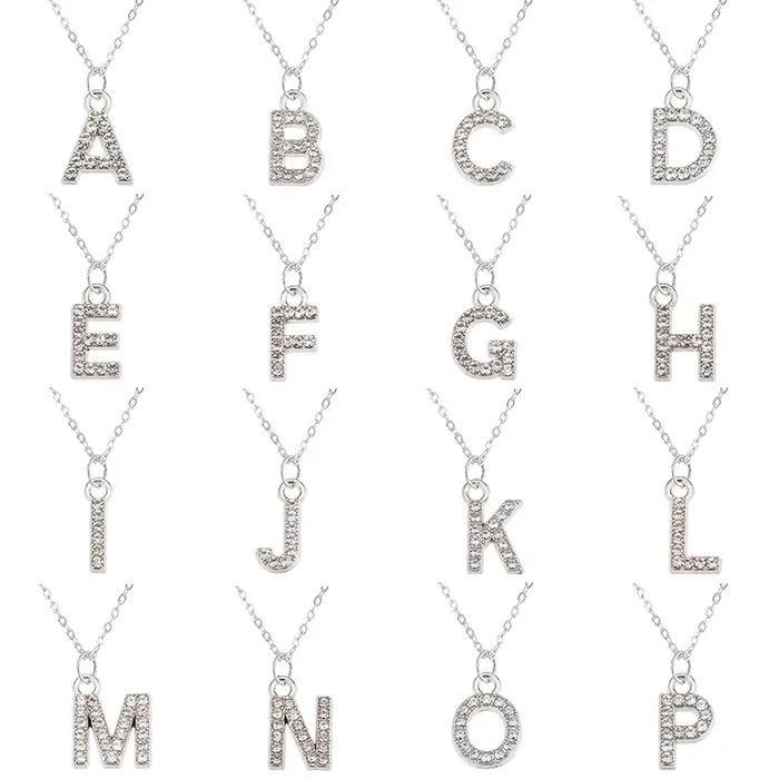 Mode brillant A-Z lettre pendentif collier à breloques 26 initiale Alphabet nom clavicule chaîne fête saint valentin bijoux cadeau