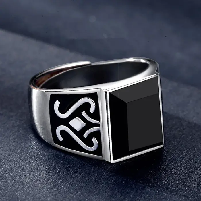 Bague en argent sterling 925 sertie de cristal pour homme occasionnelle élégante ajustable moderne discothèque soirée événement chic cadeau anniversaire mariage