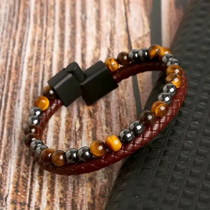 Bracelet en cuir tressé à la main pour hommes et femmes, Style de luxe spécial, bijoux de fête, vente en gros