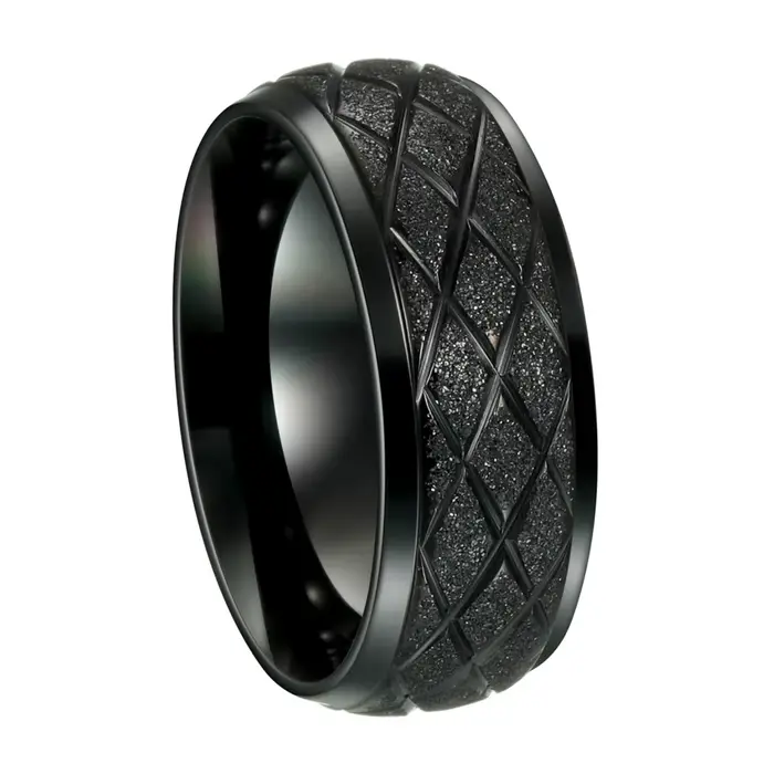 Alliance de mariage classique pour homme en acier inoxydable dorée et argentée givrée pour les occasions spéciales