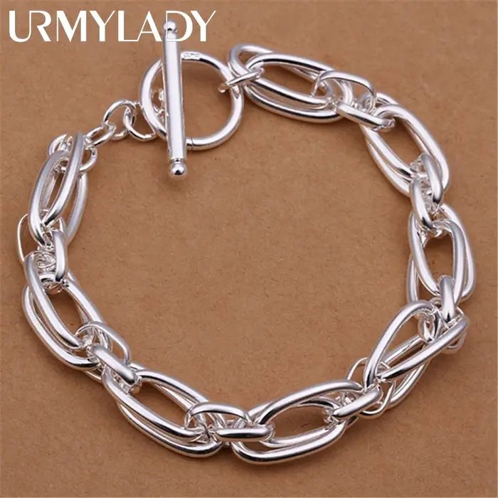 URMYLADY vente en gros pour hommes femmes chaîne 925 bracelets en argent sterling noble cadeau de ma