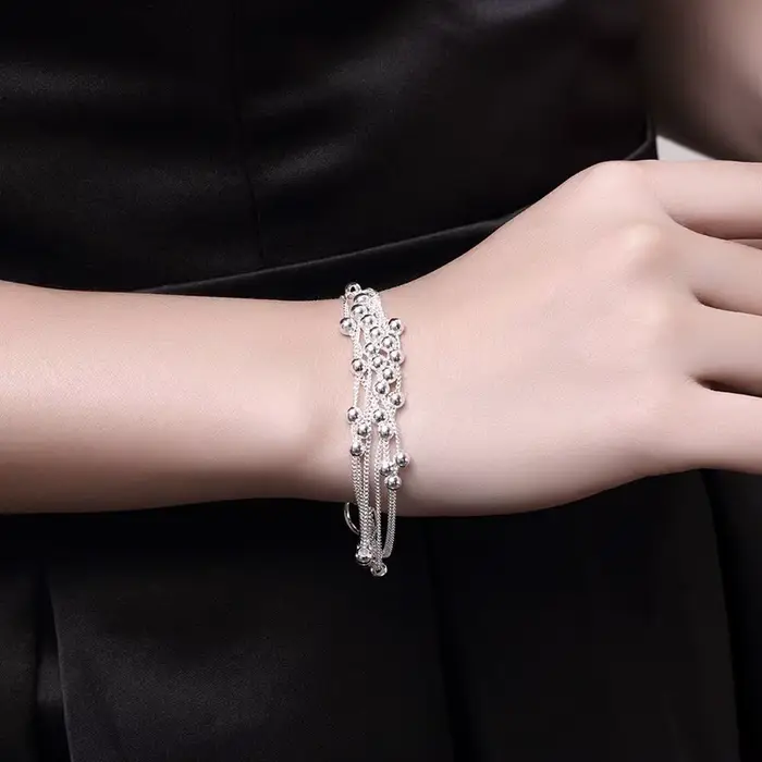 Marques populaires 925 argent Sterling perles de raisin Bracelets colliers boucles d'oreilles ensemble de bijoux pour les femmes mode fête cadeaux de noël