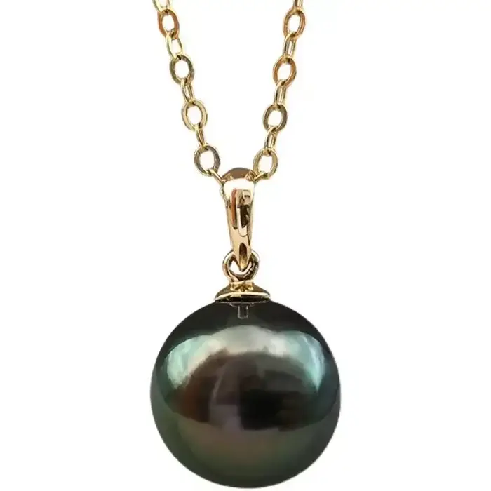 Collier pendentif en perles de verre bleu Tahiti