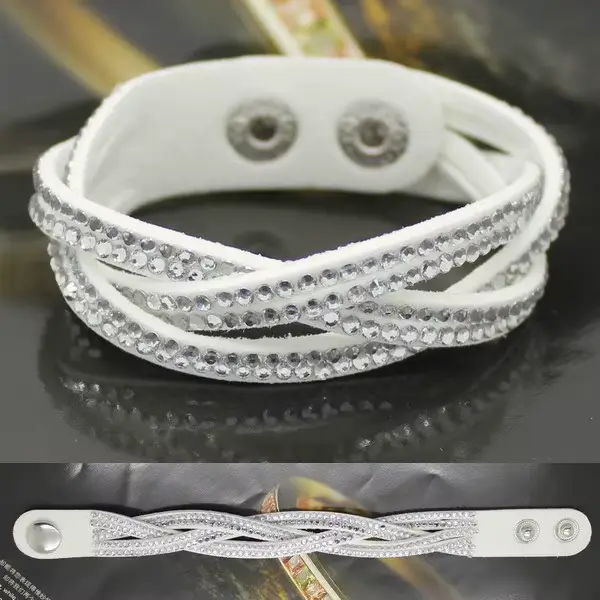XQNI nouvelle mode Bracelet en cristal Bracelets en cuir Style européen réglable strass classique