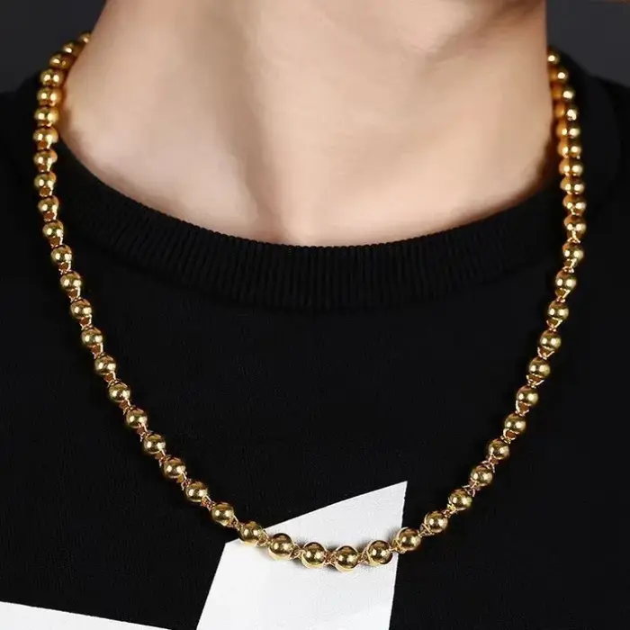 Collier vietnamien en or rose avec perles brillantes pour homme et femme occasions spéciales style de circulation élégant à offrir