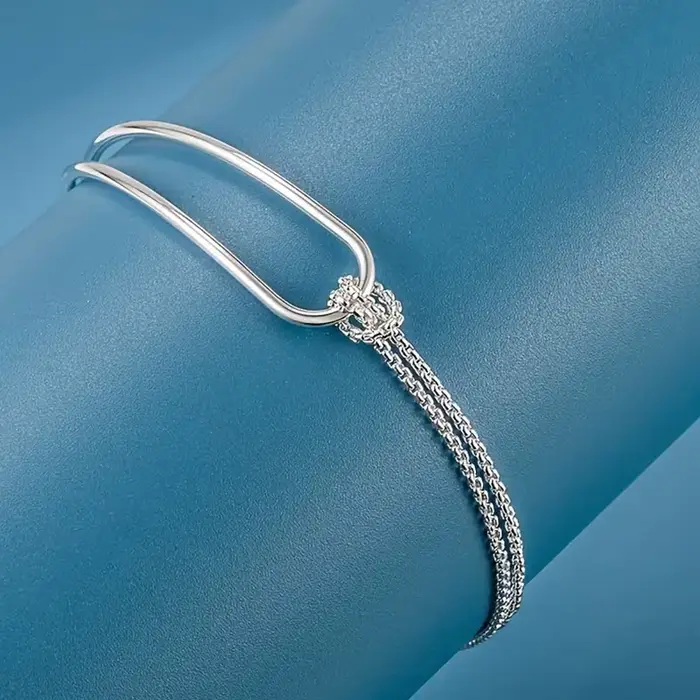 Bracelet à Collage géométrique minimaliste en argent S925