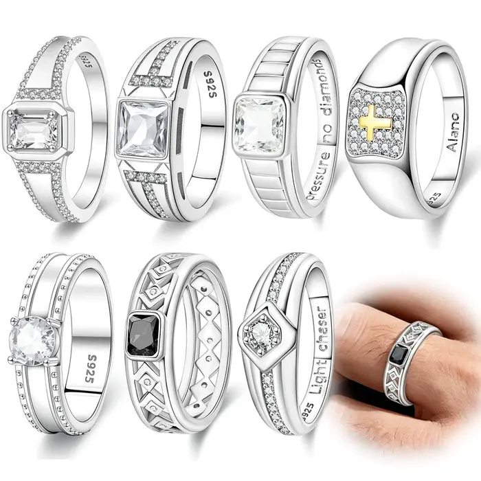 Bague pour homme en argent sterling 925
