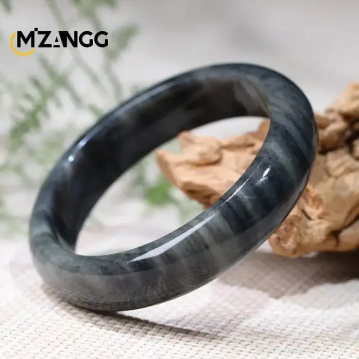 Bracelets en Jade Cyanotype noir naturel de chine