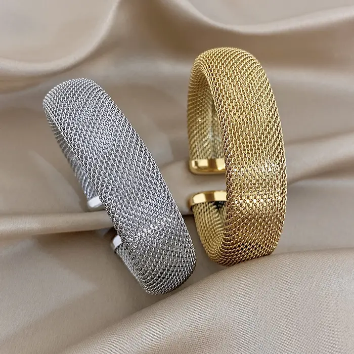 Bracelet ouvert en acier inoxydable Greatera design géométrique tracker d'humeur pour femmes hommes occasions spéciales