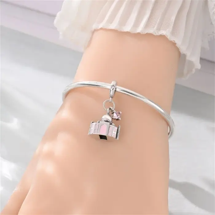 Pendentif Breloque en Argent Sterling 925 Motif Architecture Taj Mahal Inde Compatible Bracelet Collier Bijou DIY Femme Souvenir Voyage Occasionnels