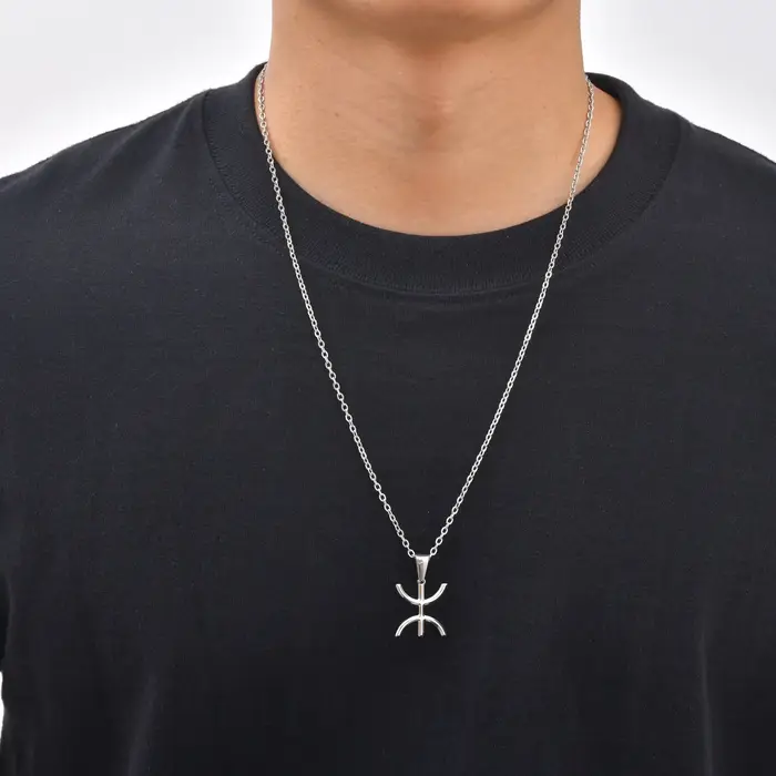 Collier symbole berbère africain unisexe avec lettre Amazigh pour homme style hip-hop rock cadeau occasions spéciales