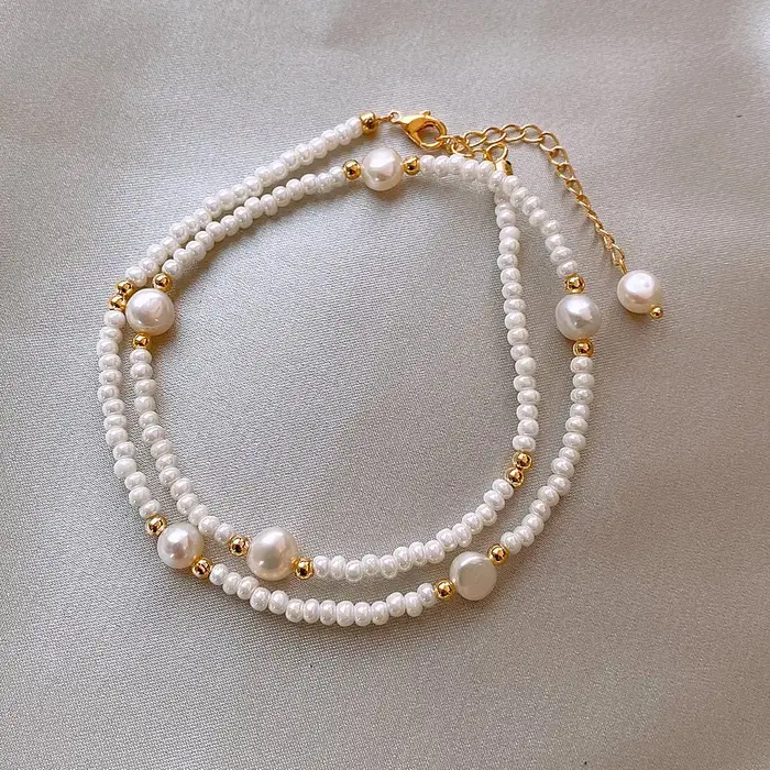 Promotion bijoux à la mode perle d'eau douce naturelle 14K or rempli dames chaînes collier en gros pour les femmes cadeaux