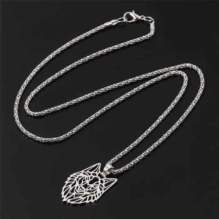 Collier tête de loup en acier inoxydable