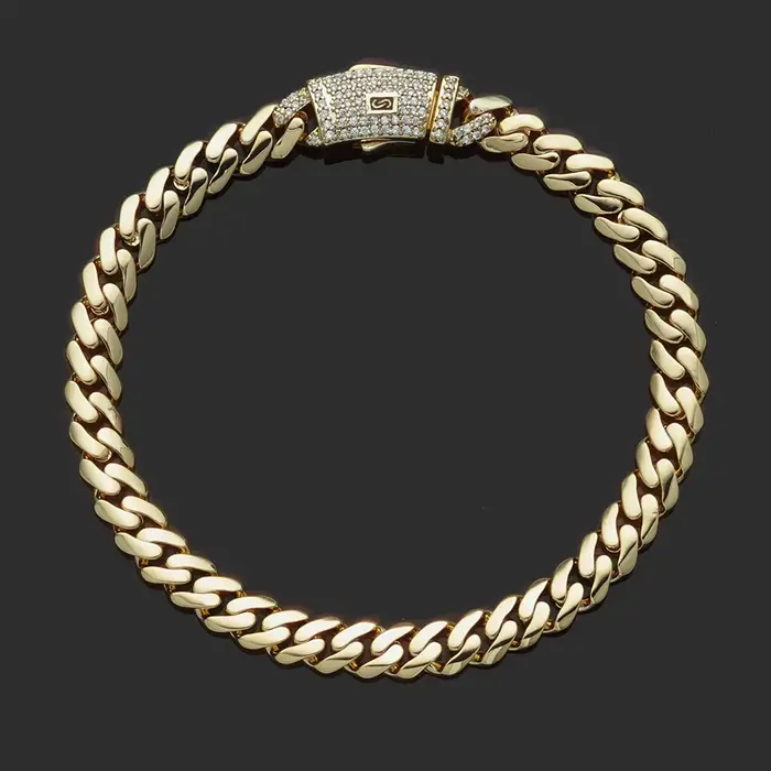 Collier chaîne cubaine Monaco avec plaqué or 14 carats pour homme et femme style hip-hop rock personnalisable pour cadeau d'anniversaire ou soirée festive