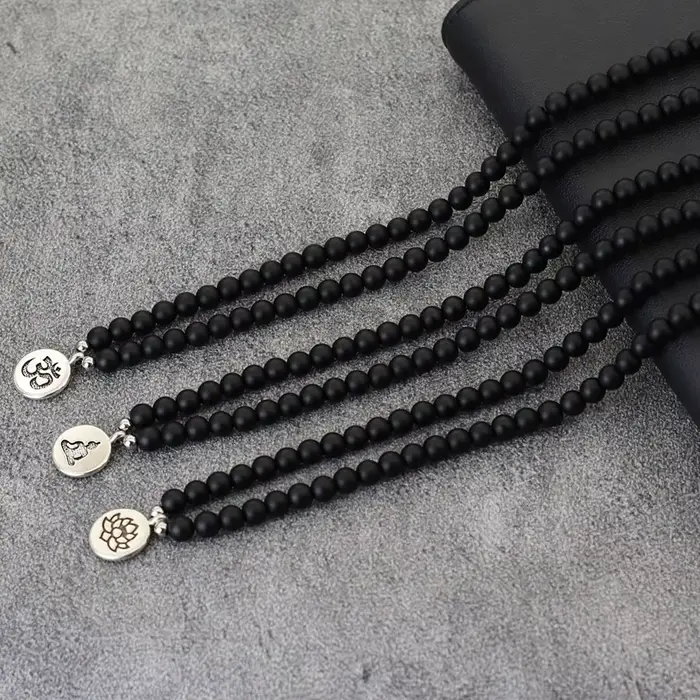 Collier en pierre naturelle pour homme, 20 amarans, court, bouddha anni, fleur, collier de méditation, hip hop, rock, accessoires, zones me, nouvelle mode
